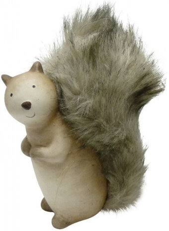 kerstfiguur eekhoorn pootjes midden 13 x 7 x 17 cm bruin