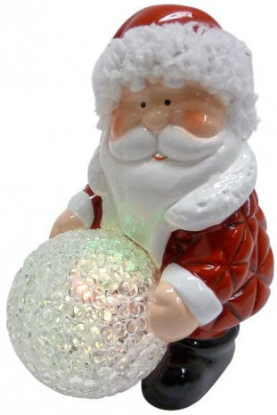 kerstfiguur kerstman 6 x 9 x 12 cm keramiek rood/wit