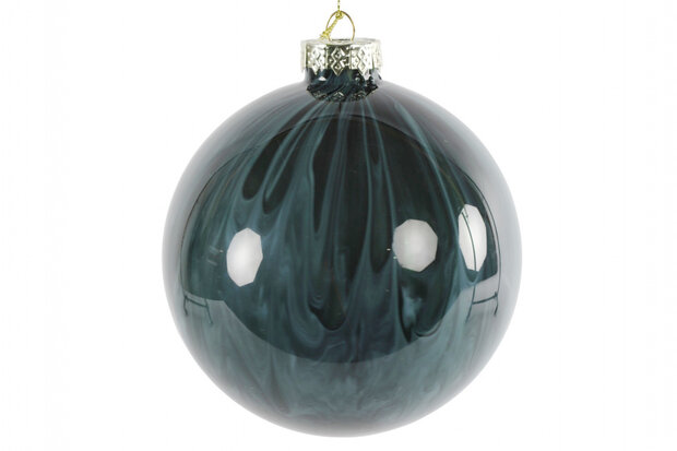 kerstbal Lasse 8 cm glas groen/wit