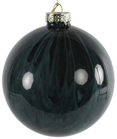 kerstbal Lasse 10 cm glas petrolblauw