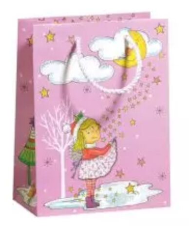 cadeau tas Magic Star meisjes 17 x 23 cm papier roze