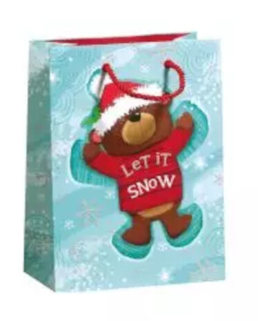 cadeautas Snow Angel 17 x 23 cm papier blauw