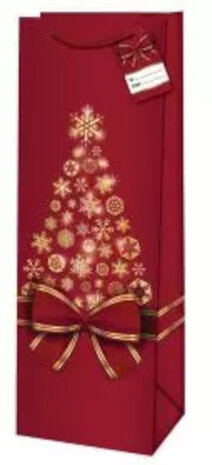 cadeautas kerst Lovely 13 x 36 cm papier rood/goud