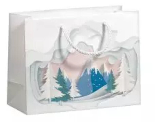 cadeautas Winter Forest 23 x 17 cm papier wit/blauw
