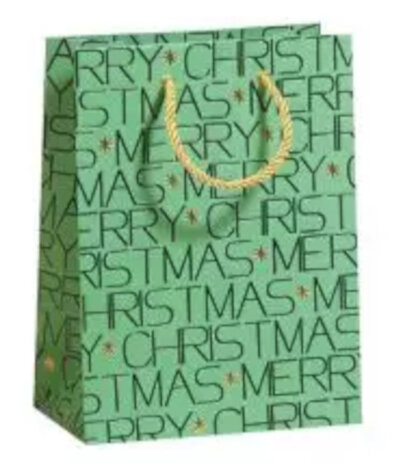 cadeautas kerst Green X-mas 17 x 23 cm papier groen