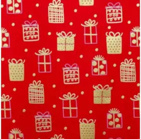 cadeaupapier Classic X-mas 150 x 70 cm rood/goud/roze