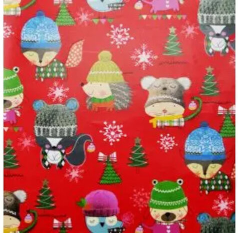 cadeaupapier Bambini 200 x 70 cm rood/goud/groen