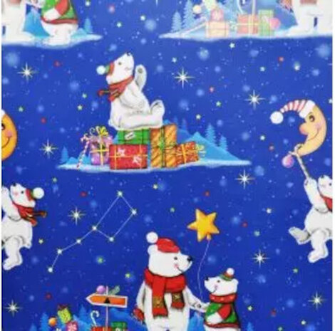 cadeaupapier Bambini 200 x 70 cm blauw/wit