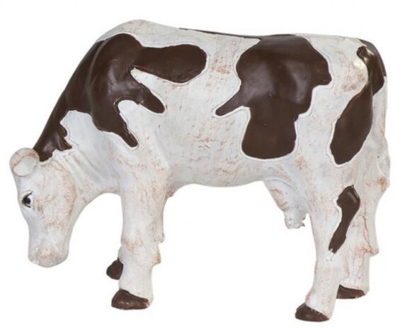 kerstfiguur koe 6 cm wit/bruin