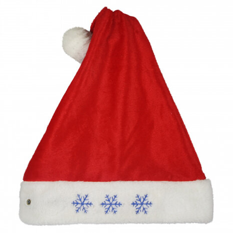 kerstmuts Sneeuwvlok 40 cm katoen rood/wit one-size
