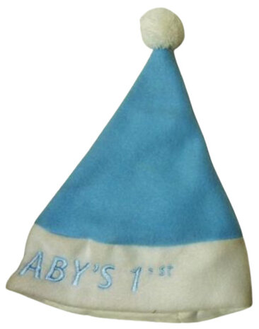 kerstmuts junior 20 x 26 cm pluche blauw/wit