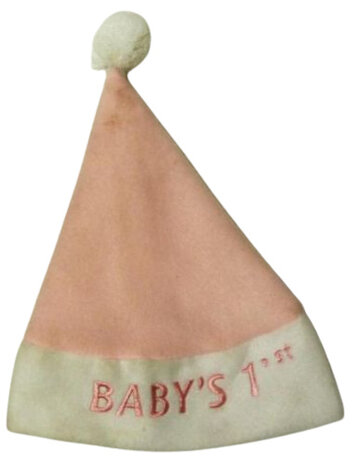 kerstmuts junior 20 x 26 cm pluche roze/wit