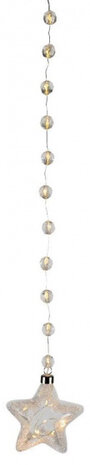 kersthanger ster led 12 x 200 cm glas zilver/wit