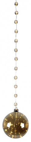 kersthanger kerstbal led 15 x 1600 cm glas goud