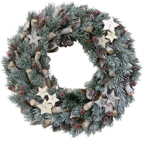 kerstkrans 33 cm groen/wit