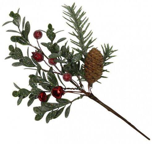 kersttak met bessen 28 cm groen/rood/bruin