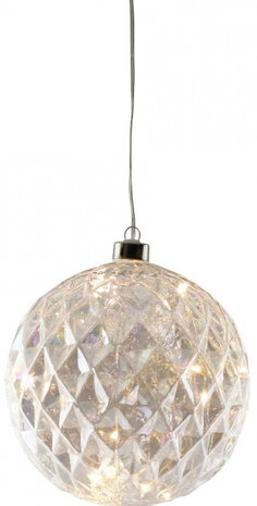kerstbal verlicht led 15 cm glas parelmoer