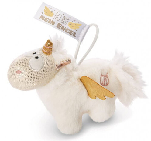 hanger Unicorn Angel junior 11 cm pluche goud/beige