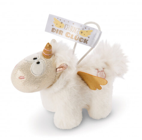 hanger Unicorn Angel 11 cm junior pluche beige/goud