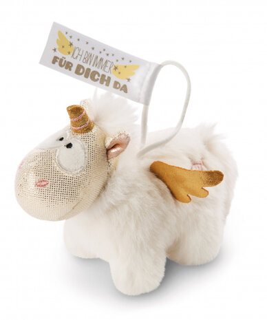 hanger Unicorn Angel junior 11 cm pluche beige/goud