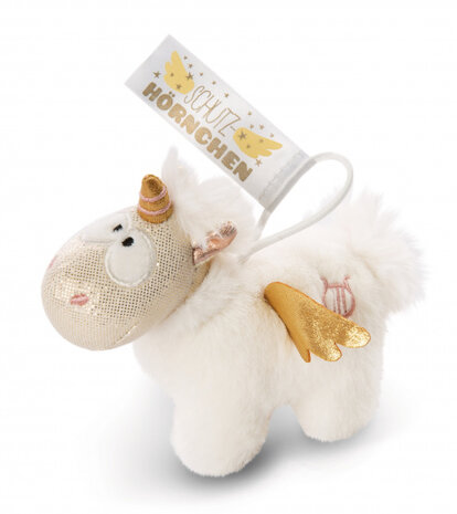 hanger Unicorn Angel 11 cm junior pluche goud/beige