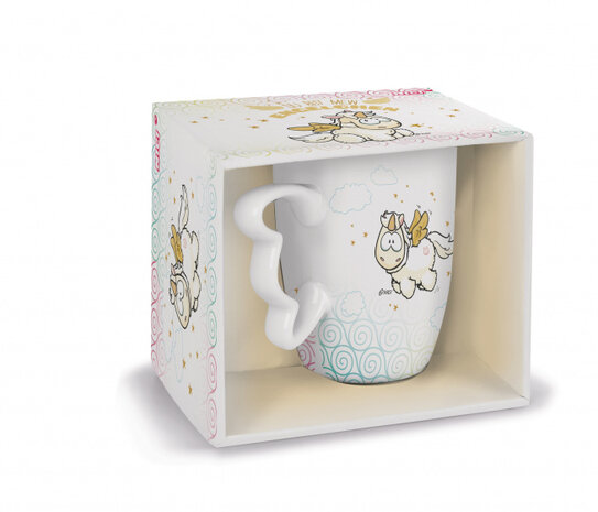 mok Unicorn Angel 310 ml porselein wit/goud