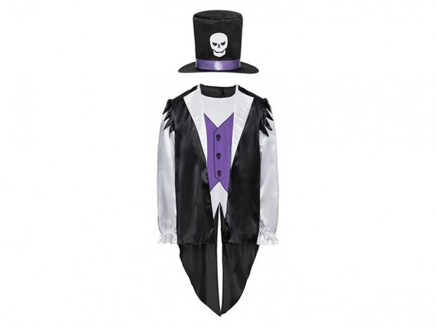 halloweenkostuum zombiepiraat heren zwart/paars mt M