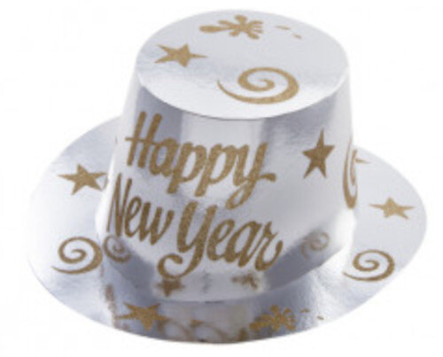 feesthoed Happy New Year papier zilver one-size