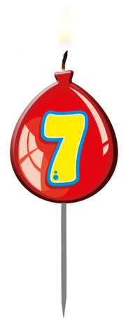 verjaardagskaars cijfer 7 wax 11 x 4 cm rood