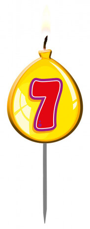 verjaardagskaars cijfer 7 wax 11 x 4 cm geel