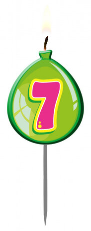 verjaardagskaars cijfer 7 wax 11 x 4 cm groen