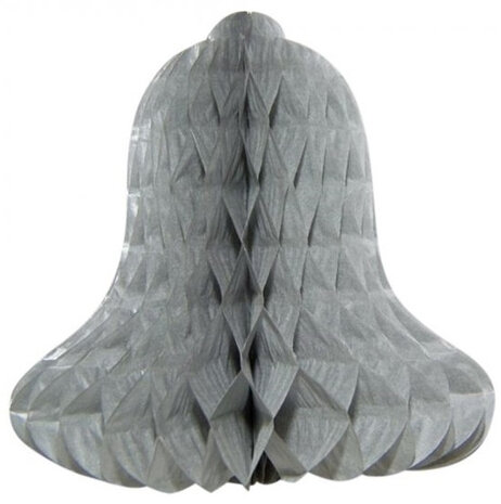 kerstboomhanger kerstklok 41 cm papier grijs 2 stuks