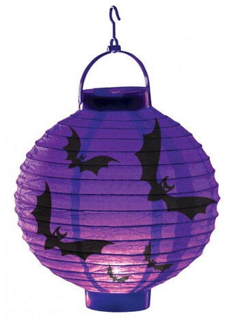 lampion 20 cm papier paars/zwart