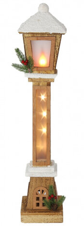 kerstlantaarn led 50 x 10 cm hout naturel