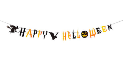 slinger Happy Halloween 250 cm papier zwart