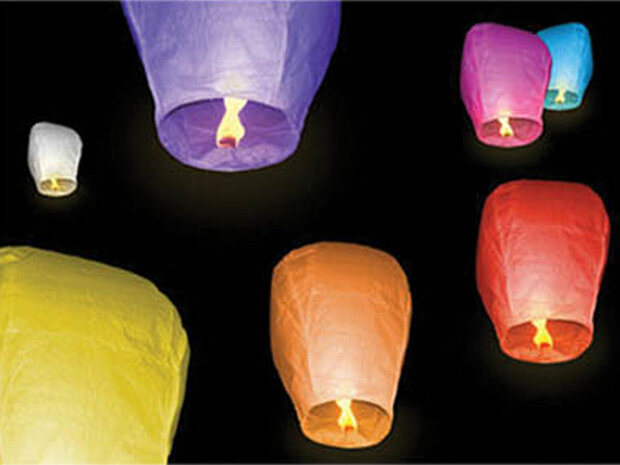 wensballon Sky Lights 102 x 40 cm katoen rood