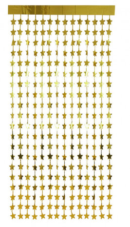 feestgordijn sterren 200 x 100 cm folie goud