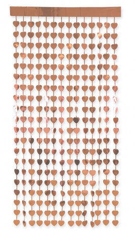 feestgordijn harten 200 x 100 cm folie ros&eacute;goud