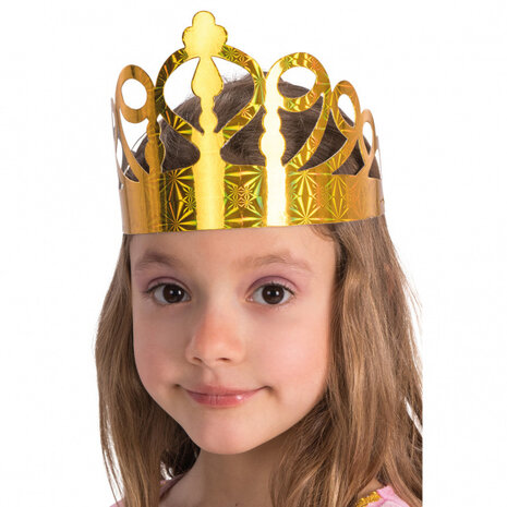kroon meisjes papier goud one-size 6-stuks