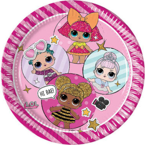 feestborden L.O.L. meisjes 23 cm papier roze 8 stuks