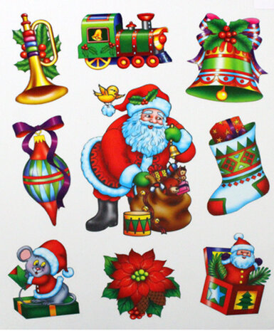 raamstickers Christmas trompet 30 x 42 cm groen 9-delig