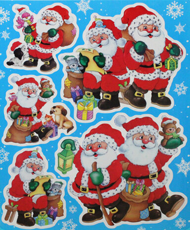 raamstickers Kerstman 30 x 42 cm rood/wit 5-delig