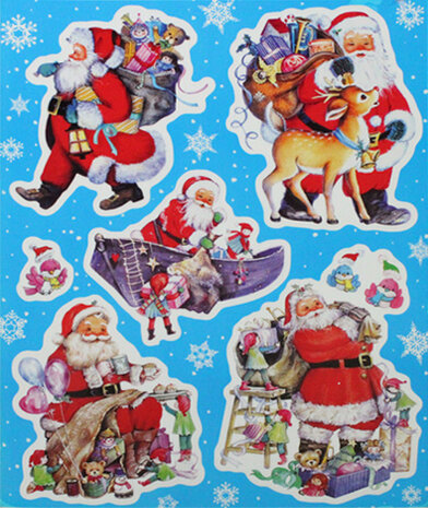 raamstickers Kerstman 30 x 42 cm wit/rood 6-delig