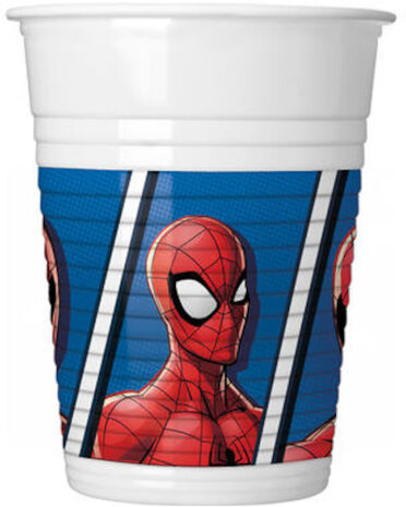 feestbekers Spider-Man Team 200 ml rood/blauw 8 stuks