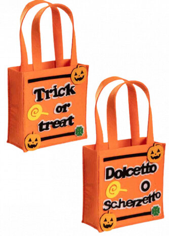 tas Trick or Treat 16 cm vilt oranje 2 stuks