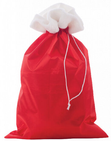 zak kerstman 72 x 48 cm satijn rood/wit