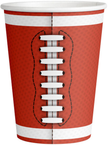 feestbekers Touchdown! 250 ml papier rood 6 stuks