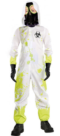 verkleedkostuum Hazmat junior polyester wit maat 128-140