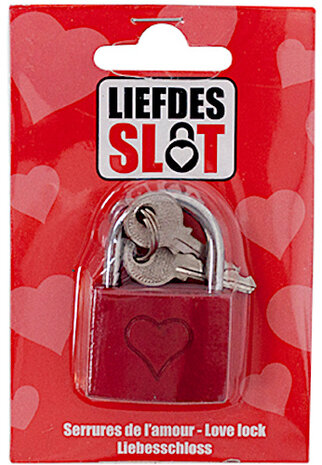 liefdesslot hart 1,5 cm staal rood/zilver 3-delig