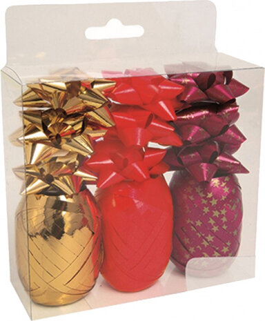 sierlint strik 20 meter rood/paars/goud 12-delig